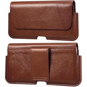 Universal Cow Leather Horizontal Mobile Phone Leather Case Waist Bag For 6.7 inch and Below Phones(Brown)