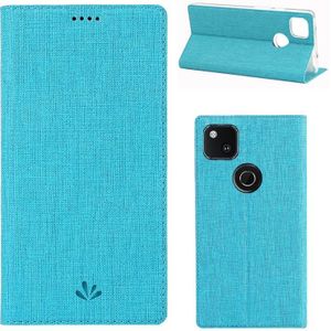For Google Pixel 4a ViLi Magnetic Suction Shockproof TPU + PU Horizontal Flip Protective Case with Card Slot & Holder(Blue)