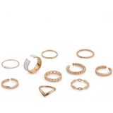 10 stks/set multi-metalen gedraaide parel holle open ring (SKU6165 goud)