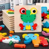 5 stuks houten cartoon dier puzzel vroeg onderwijs kleine legpuzzel bouwsteen speelgoed voor kinderen (olifant)