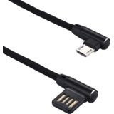 1m 2.4A Output USB to Micro USB Double Elbow Design Nylon Weave Style Data Sync Charging Cable  For Samsung  Huawei  Xiaomi  HTC  LG  Sony  Lenovo and other Smartphones(Black)