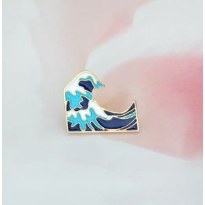 2PCS Blue waves brooch Enamel Pin buckle Cartoon Metal Brooch for Coat Jacket Bag Pin Badge Sea Jewelry