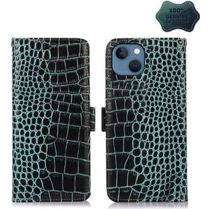 Crocodile Top Layer Cowhide Leather Phone Case For iPhone 13(Green)