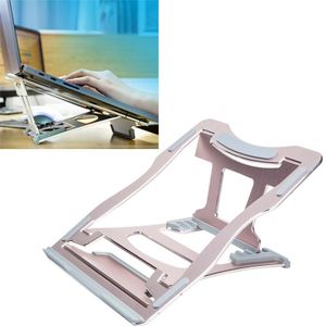 Aluminum Alloy Cooling Holder Desktop Portable Simple Laptop Bracket  Six-stage Support  Size: 21x26cm (Rose Gold)