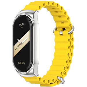 Voor Xiaomi Mi Band 8 Mijobs CS Case Marine Siliconen Ademende Horlogeband (Geel Zilver)