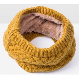 Winter Plus Velvet Thicken Warm Pullover Knit Scarf  Size:47 x 22cm(Yellow)