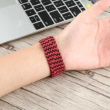Plastic Buckle Mixed Color Nylon Braided Single Loop Replacement Watchbands For Apple Watch Series 6 & SE & 5 & 4 44mm / 3 & 2 & 1 42mm  Size:L(Ripple Black Red)