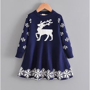 Christmas Children Padded Dress (Color:Dark Blue Size:120)