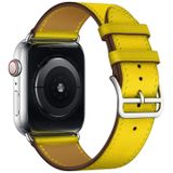 For Apple Watch Series 5 & 4 40mm / 3 & 2 & 1 38mm Replacement Leather Strap Watchband(Yellow)