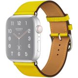 For Apple Watch Series 5 & 4 40mm / 3 & 2 & 1 38mm Replacement Leather Strap Watchband(Yellow)