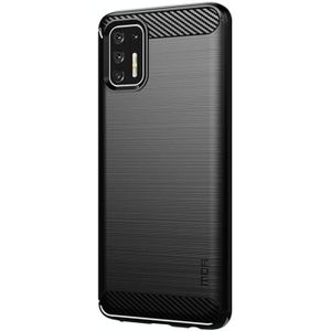 For Motorola Moto G Stylus 2021 MOFI Gentleness Series Brushed Texture Carbon Fiber Soft TPU Case(Black)