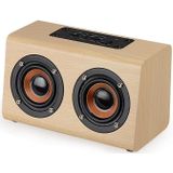 W7 Bluetooth 4.2 Wooden Double Horns Bluetooth Speaker(Light Yellow Wood Texture)