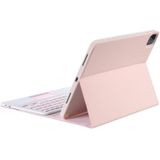 YT11B-A Detachable Candy Color Bluetooth Keyboard Leather Case with Touch Pad & Pen Slot & Holder for iPad Pro 11 inch 2021 (Pink)