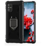 For Samsung Galaxy A71 (5G) Carbon Fiber Protective Case with 360 Degree Rotating Ring Holder(Black)
