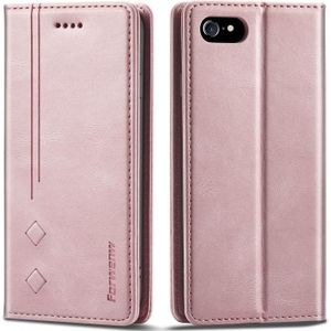 Forwenw f2-serie magnetische horizontale flip lederen tas met houder & kaart slots & portemonnee voor iPhone SE 2020 / 8/7 (rose goud)