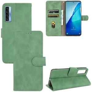 For TCL 20S Solid Color Skin Feel Magnetic Buckle Horizontal Flip Calf Texture PU Leather Case with Holder & Card Slots & Wallet(Green)