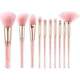 ZOREYA 10 in n roze kristal transparante handvat make-up borstel set make-up tools  stijl: kale borstel