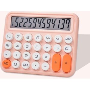 12-cijferige mechanische toetsenbordcalculator Leuke grote knoppencalculator (meisje roze)