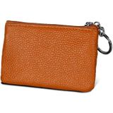 Cowhide Leather Zipper Solid Color Horizontal Card Holder Wallet RFID Blocking Coin Purse Card Bag Protect Case  Size: 11.4*7.4cm(Brown)