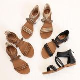 Vrouwen zomer sandalen Romeinse stijl platte schoenen seaside beach schoenen  maat: 38 (bruin)