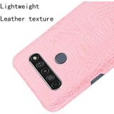 Voor LG K61 Schokbestendige Crocodile Texture PC + PU Case(Roze)