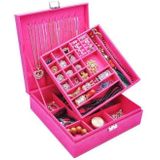Velvet Double-layer Large Square Jewelry Storage Box  Color:Rose Red