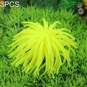 3 PCS Aquarium Articles Decoration TPR Simulation Sea Urchin Ball Coral  Size: S  Diameter: 7cm(Yellow)