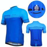 WEST BIKING YP0206164 Summer Polyester Breathable Quick-drying Round Shoulder Short Sleeve Cycling Jersey for Men (Color:Blue Size:XXL)
