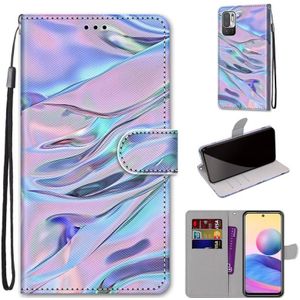 For Xiaomi Redmi Note 10 5G Coloured Drawing Cross Texture Horizontal Flip PU Leather Case with Holder & Card Slots & Wallet & Lanyard(Fluorescent Water Texture)