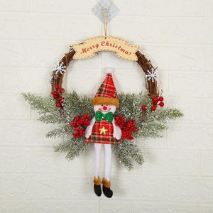 Kerstdecoratie Kroon Garland Rotan Deur Opknoping  Specificatie: Grote tak  Sneeuwpop