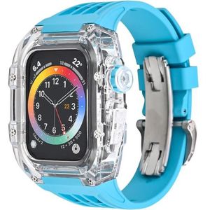 Fluorrubber Clear Watch Band Case voor Apple Watch Series 8 & 7 45 mm / SE 2 & 6 & SE & 5 & 4 44 mm