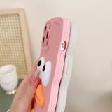 Voor iPhone 15 Wave Edge Big Duck siliconen telefoonhoesje met polsbandje