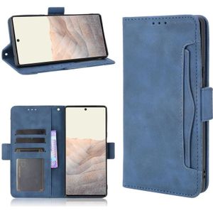 For Google Pixel 6 Pro Skin Feel Calf Pattern Horizontal Flip Leather Case with Holder & Card Slots & Photo Frame(Blue)