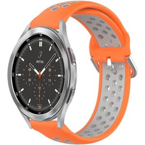 Voor Samsung Galaxy Watch 4 Classic 46 mm 20 mm geperforeerde ademende sport siliconen horlogeband (oranje + grijs)