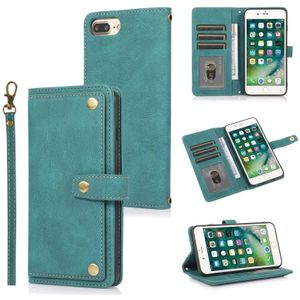 PU + TPU Horizontal Flip Leather Case with Holder & Card Slot & Wallet & Lanyard For iPhone 8 Plus & 7 Plus(Lake Blue)