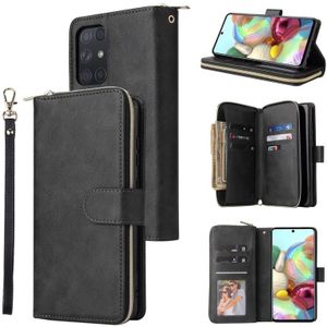 For Samsung Galaxy A72 5G Zipper Wallet Bag Horizontal Flip PU Leather Case with Holder & 9 Card Slots & Wallet & Lanyard & Photo Frame(Black)