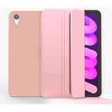 Dubbelzijdig Matte TPU-tablet lederen tas met 3-vouwen houder & slaap / weks-functie voor iPad mini 6 (ROSE GOUD)