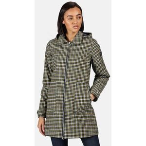 Celinda Maat S  Waterdichte, geïsoleerde Parka jas met capuchon van Regatta voor Dames, Outdoorjas, Marineblauw Blauw mosterdgeel geruit