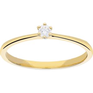 Glow ring met diamant solitaire - 1-0.07ct G/SI - geelgoud 14kt - mt 17.75