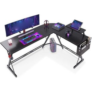L-vormig Bureau – Hoekbureau met Afgeronde Hoek – 167x120 cm – Zwart