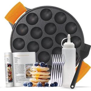 Ocina Poffertjespan Set 19 Poffertjes – Poffertjesmaker - Inductie – Gratis Receptenboek - Sint & Kerst Cadeau