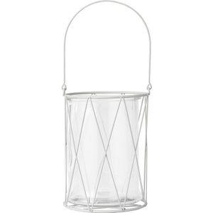 Bloomingville - Windlicht Graphic - Metaal/Glas - Grijs - 14xH18 cm