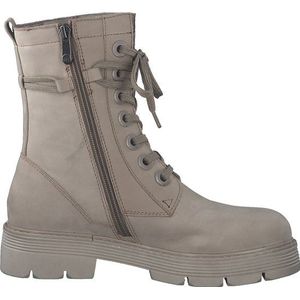 MARCO TOZZI - Maat 37 - MT Leather upper and Feel Me insole Dames Lace Boot Flat - TAUPE NUBUCK