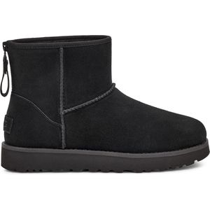 UGG Classic Mini Logo Zip - Laarzen - Zwart - Suède - Sheepskin Voering