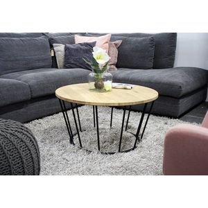 Spinder Design Framer - Salontafel - Ø80 cm - Zwart/Eiken