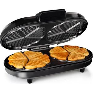 Tristar Wafelijzer WF-2120 - 10 hartvormige wafels - Regelbare thermostaat - 1200 watt - Anti-aanbaklaag - Zwart