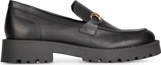 PS Poelman Lein Chunky Leren Loafers met Geps Zwart