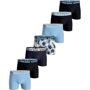 Björn Borg - maat M - Cotton Stretch Boxershort - Blauw/Zwart- 7 stuks - Heren onderbroeken - Boxer