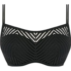 Freya - Urban Bralette Bikini Top - Zwart - Geometrische Chevron-Overlay