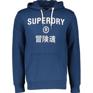 Superdry - Maat L  - Hoodie Logo Navy Blauw - Comfort-fit